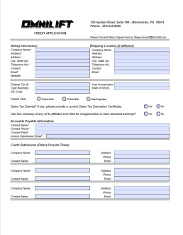 Omnilift Credit Application